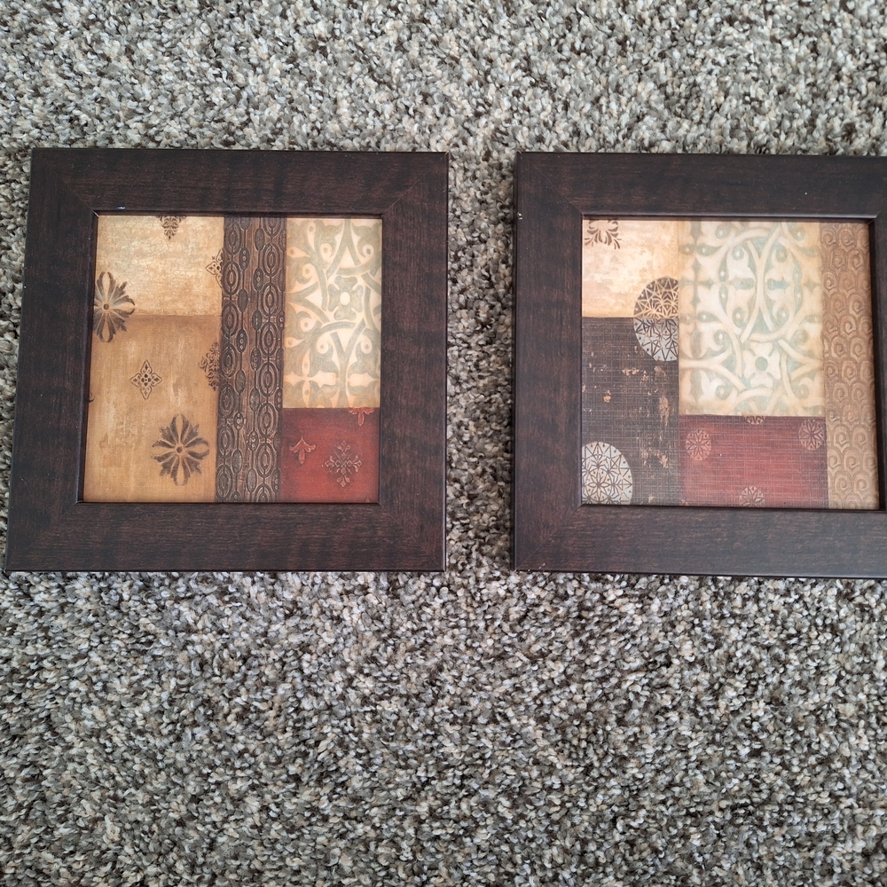 Rustic Brown and Tan Patchwork Picture Frame Set